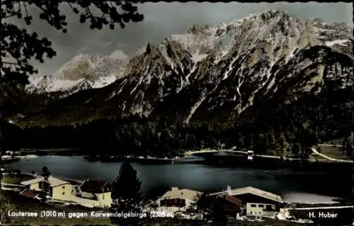 Ak Mittenwald in Oberbayern, Lautersee, Panorama, Karwendelgebirge