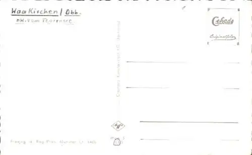 Ak Waakirchen in Oberbayern, Totalansicht, Tegernseer Berge, Kirche