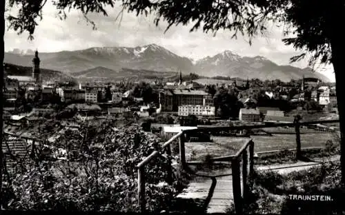 Ak Traunstein in Oberbayern, Totalansicht, Hochfelln, Hochgern