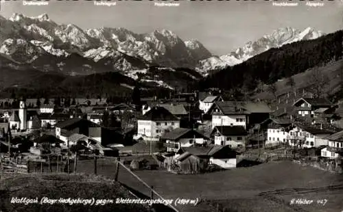 Ak Wallgau Oberbayern, Totalansicht, Wettersteingebirge