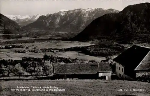 Ak Piding im Berchtesgadener Land Oberbayern, Stroblalm, Panorama, Hochkönig, Watzmann, Predigtstuhl