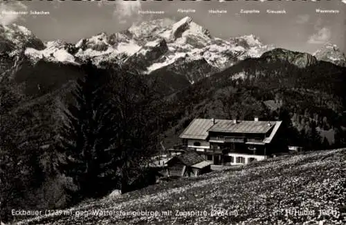 Ak Eckbauer Garmisch Partenkirchen in Oberbayern, Wettersteingebirge, Zugspitze