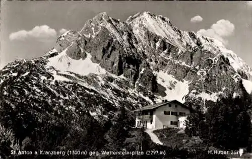 Ak Mittenwald in Oberbayern, Gasthof St. Anton am Kranzberg, Wettersteinspitze