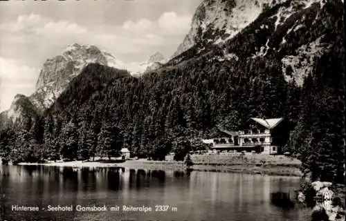 Ak Ramsau im Berchtesgadener Land Oberbayern, Hintersee, Seehotel Gamsbock, Reiteralpe