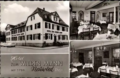 Ak Neuwied am Rhein, Hotel zum Wilden Mann, Außenansicht, Speiseraum