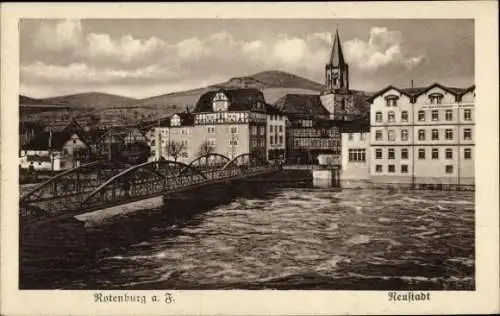 Ak Rotenburg an der Fulda, Neustadt, Brücke, Kirchturm