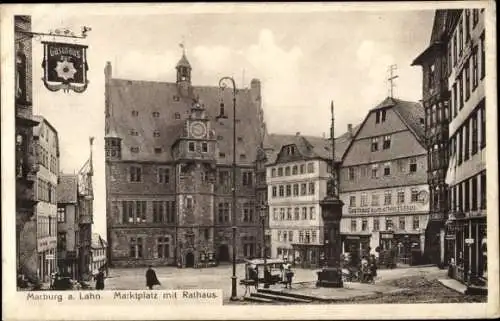 Ak Marburg an der Lahn, Marktplatz, Rathaus