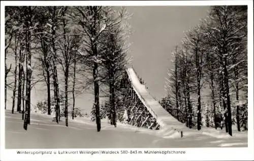 Ak Willingen im Upland Waldeck Hessen, Mühlenkopfschanze, Winter