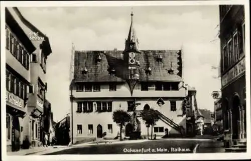 Ak Ochsenfurt am Main Unterfranken, Rathaus, Hotel Schnecke