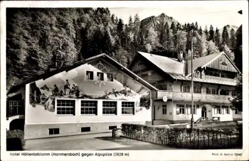 Ak Hammersbach Grainau Oberbayern, Hotel Höllentalklamm, Alpspitze