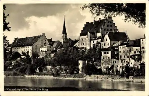 Ak Wasserburg am Inn Oberbayern, Teilansicht, Burg