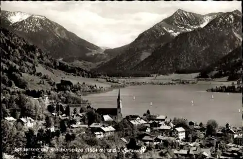 Ak Schliersee in Oberbayern, Gesamtansicht, Brecherspitze, Jägerkamp