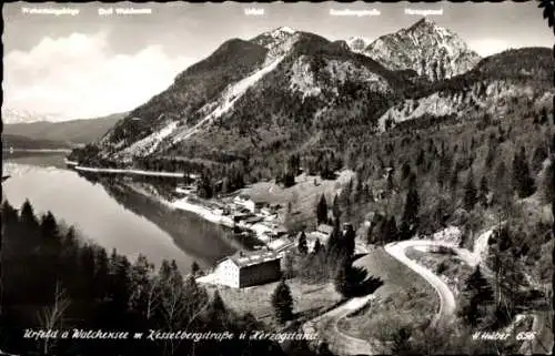 Ak Urfeld am Walchensee Kochel am See, Panorama, Kesselbergstraße, Herzogstand