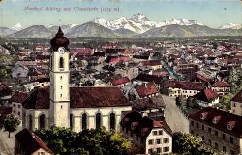 Ak Bad Aibling in Oberbayern, Gesamtansicht, Kirche, Wendelstein