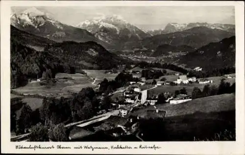 Ak Oberau Berchtesgaden in Oberbayern, Panorama, Watzmann, Hochkalter, Reiteralpe