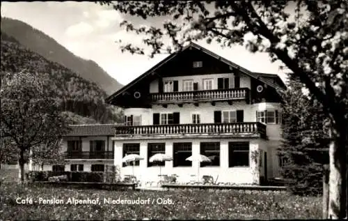 Ak Niederaudorf Oberaudorf in Oberbayern, Cafe - Pension Alpenhof