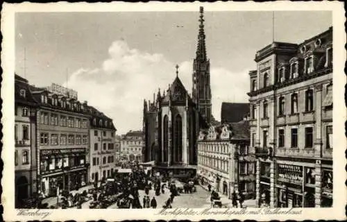 Ak Würzburg am Main, Marktplatz mit Marienkapelle und Falkenhaus