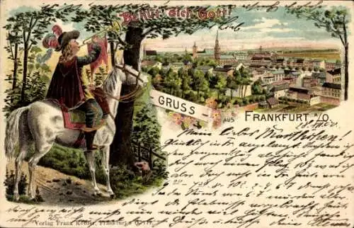 Litho Frankfurt an der Oder, Panorama, Trompeter von Säckingen, Behüt dich Gott