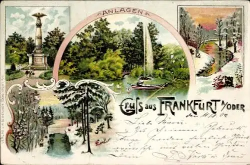 Litho Frankfurt an der Oder, Anlagen, Kriegerdenkmal, Park