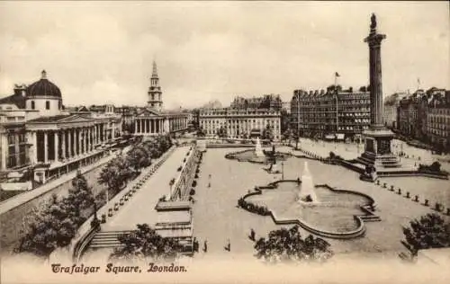 Ak London Stadt England, Trafalgar Square, Nelson Monument