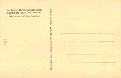 Ak Magdeburg, Deutsche Theraterausstellung 1927, Platzkonzert auf dem Ehrenhof