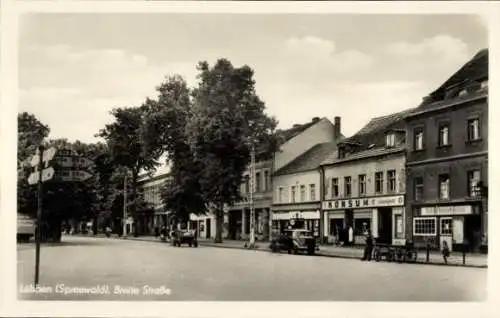 Ak Lübben im Spreewald, Breite Straße, Konsum