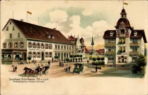 Litho Bad Dürrheim im Schwarzwald, Gasthof zum Kreuz, Hotel Kreuz