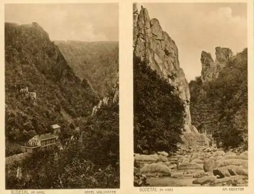 Set von 10 AK das Bodetal im Harz von Thale bis Treseburg