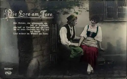 Set von 6 AK "Die Lore am Tore" Liebespaar Romantik