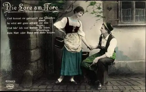 Set von 6 AK "Die Lore am Tore" Liebespaar Romantik