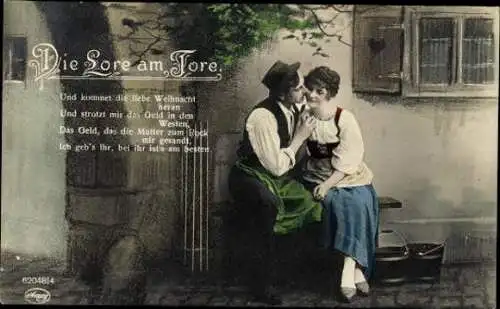 Set von 6 AK "Die Lore am Tore" Liebespaar Romantik