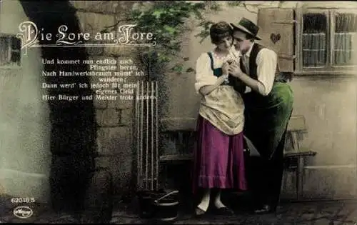 Set von 6 AK "Die Lore am Tore" Liebespaar Romantik