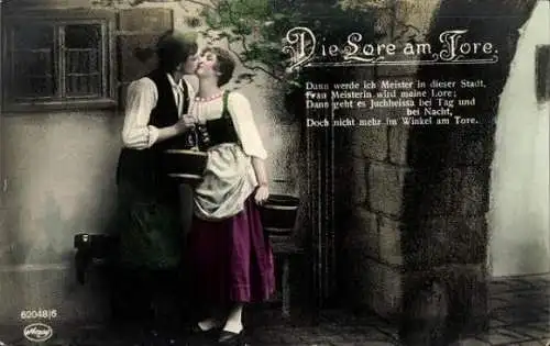 Set von 6 AK "Die Lore am Tore" Liebespaar Romantik