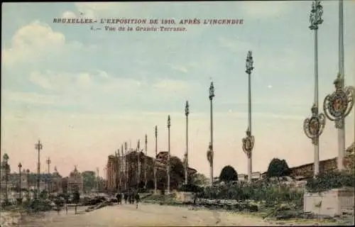 Ak Brüssel Brüssel, Ausstellung 1910, Nach dem Brand, Große Terrasse