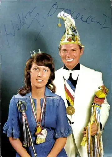 Ak Schauspieler und Prinzenpaar Monica und Wolfram, Portrait, Autogramm, 1975