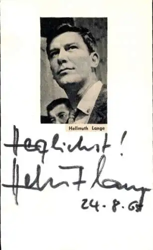 Ak Schauspieler Hellmut Lange, Portrait, Autogramm