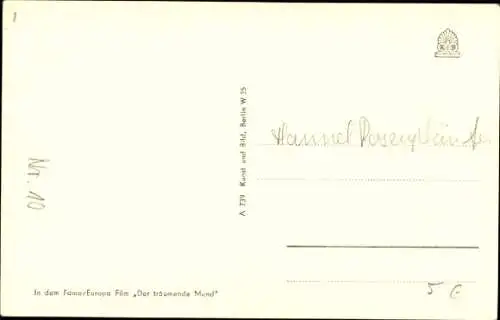 Ak Schauspielerin Maria Schell, Portrait, Film Der träumende Mund, Autogramm