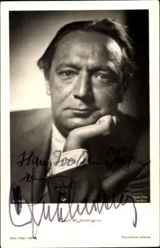 Ak Schauspieler Carl Kuhlmann, Portrait, Film Foto Verlag A 3685/1, Autogramm