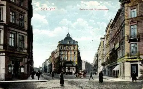 Ak Görlitz in der Lausitz, Berliner Straße, Salomonstraße, Geschäft Alfred Küngenberg