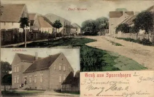 Ak Spreenhagen in Brandenburg, Dorfstraße, Schulhaus