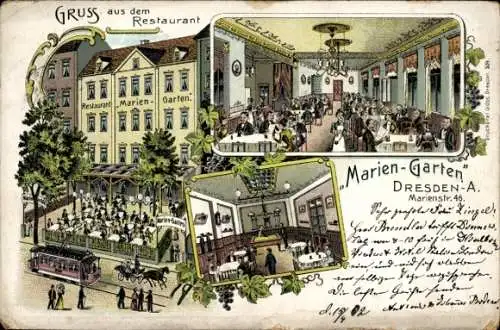 Litho Dresden Altstadt, Restaurant Marien-Garten, Marienstraße 46,