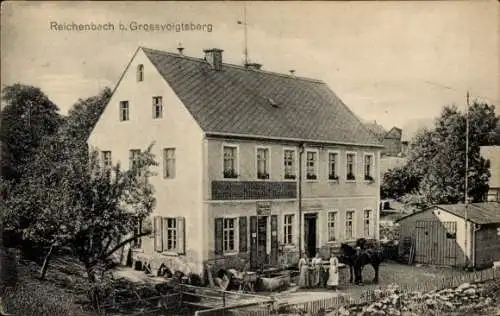 Ak Reichenbach Großschirma in Sachsen, Geschäft, Materialwaren, Spirituosen