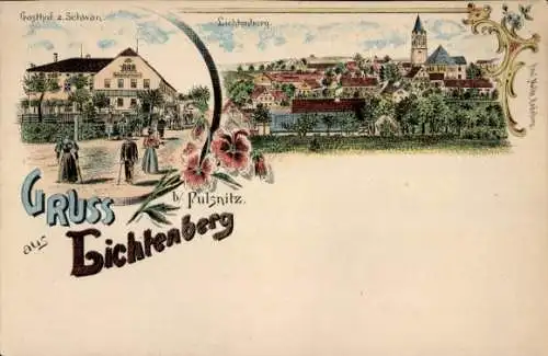 Litho Lichtenberg Lausitz, Gasthof Zum Schwan, Panorama