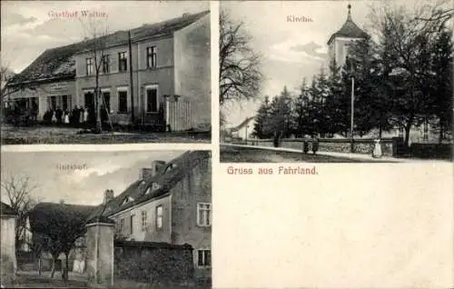 Ak Fahrland Potsdam, Kirche, Gutshof, Gasthof Walter