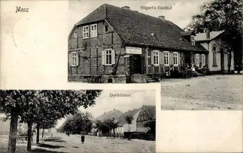 Ak Menz Stechlin in der Mark, Dorfstraße, Hilgert's-Gasthof