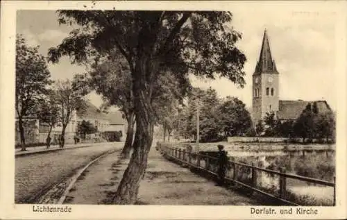 Ak Berlin Tempelhof Lichtenrade, Dorfstraße, Kirche