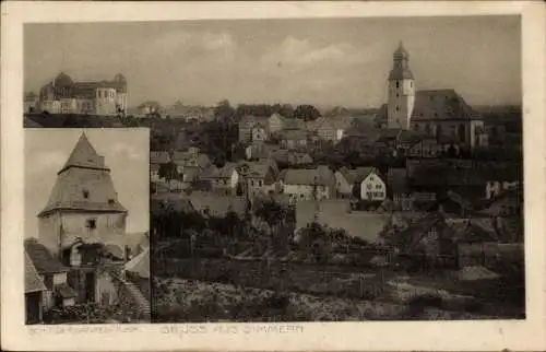 Ak Simmern im Hunsrück, Gesamtansicht, Schinderhannes-Turm