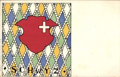 Wappen Ak Kanton Schwyz Schweiz, Kanton-Wappen, Kreuz