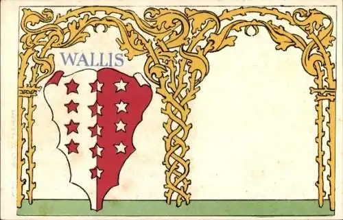 Wappen Ak Kanton Wallis Schweiz, Sterne, Kanton-Wappen