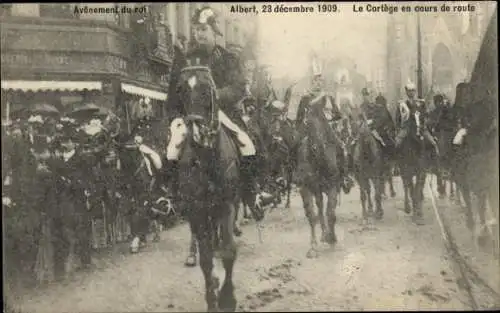 Ak König Albert I. von Belgien, Ankunft des Königs im Dezember 1909, Thronbesteigung